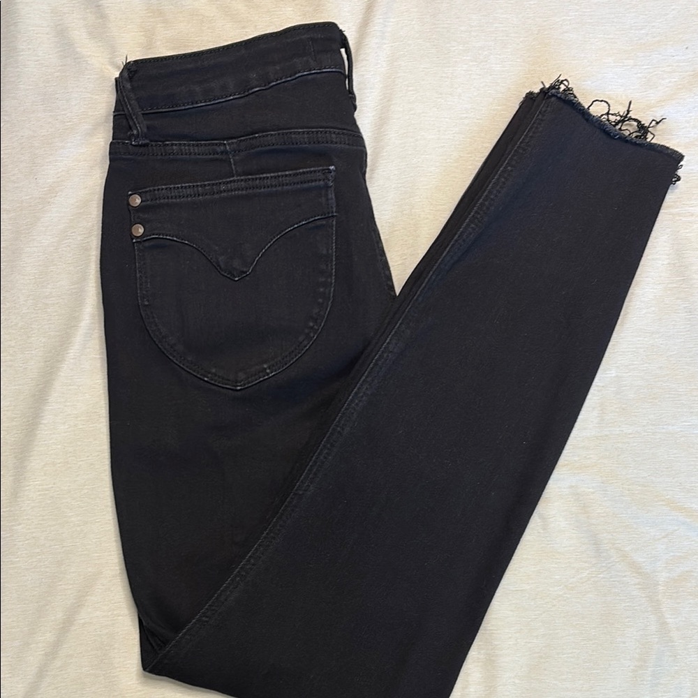 Judy Blue Black Skinny Jeans with Frayed Hem